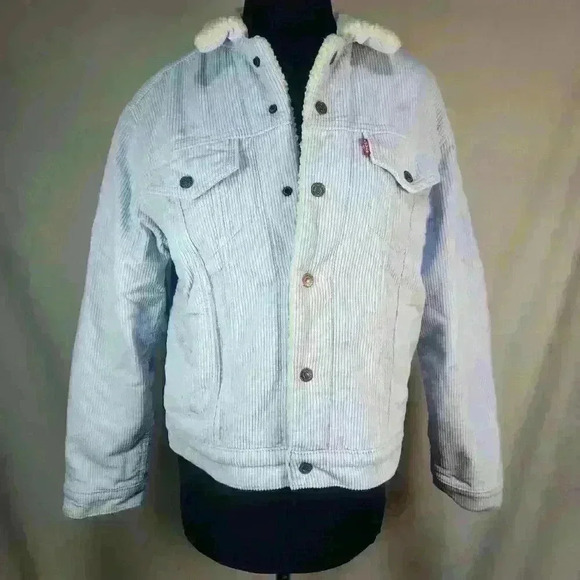 Beautiful Baby Blue Levi's‎ Womens Corduroy Fully Lined Snap Front Jacket Size M - Picture 1 of 16